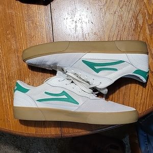 Lakai shoes, size 9.5, white and green.